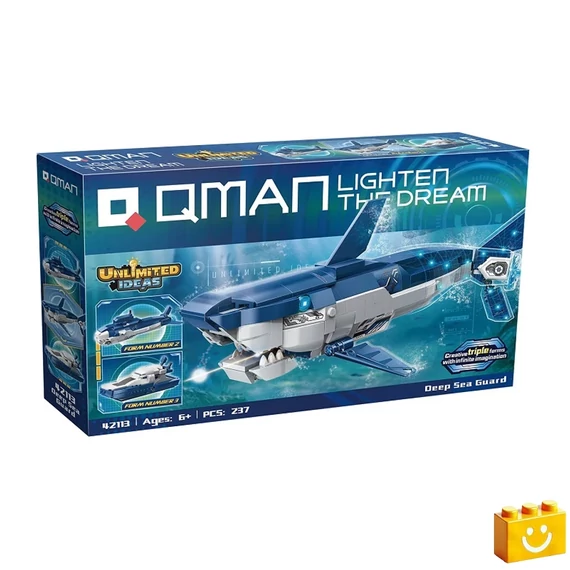 QMAN® 42113 - 3 az 1-ben Cápa, tengeralattjáró, járőrhajó építőjáték